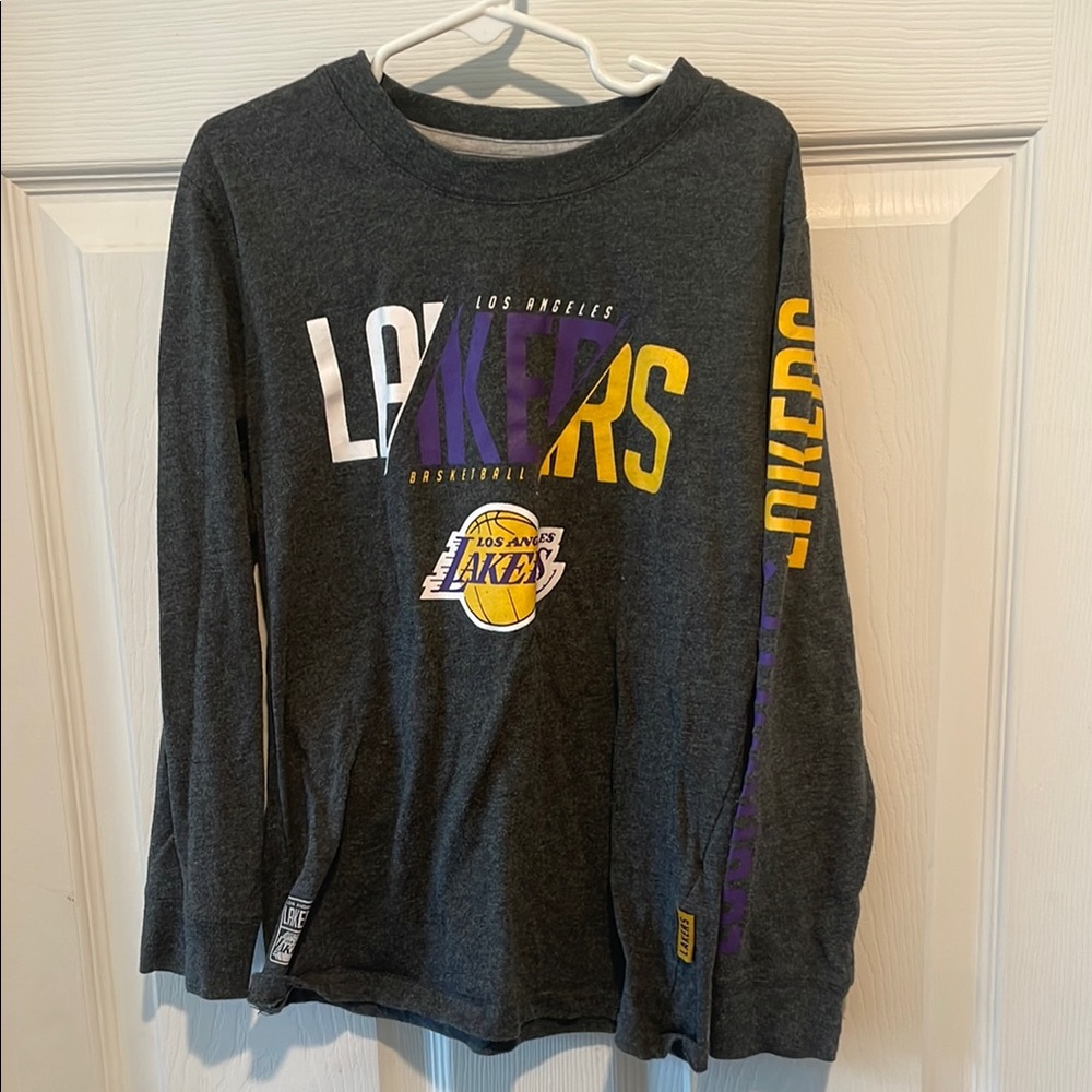 NBA Lakers Gray and Purple Long Sleeve Tee